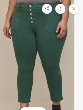 torrid Dark Green Button-Fly Chinos
